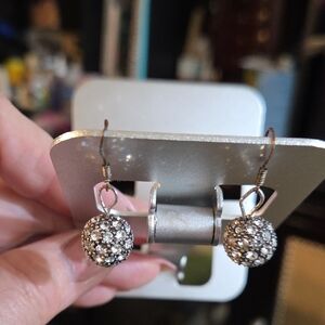 Elegant Silver 925 Crystal Ball Earrings